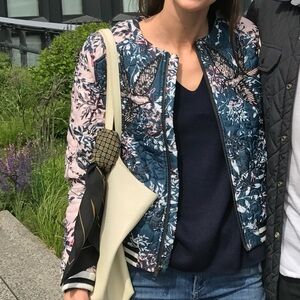 Parker Blue and White Floral Bomber Jacket